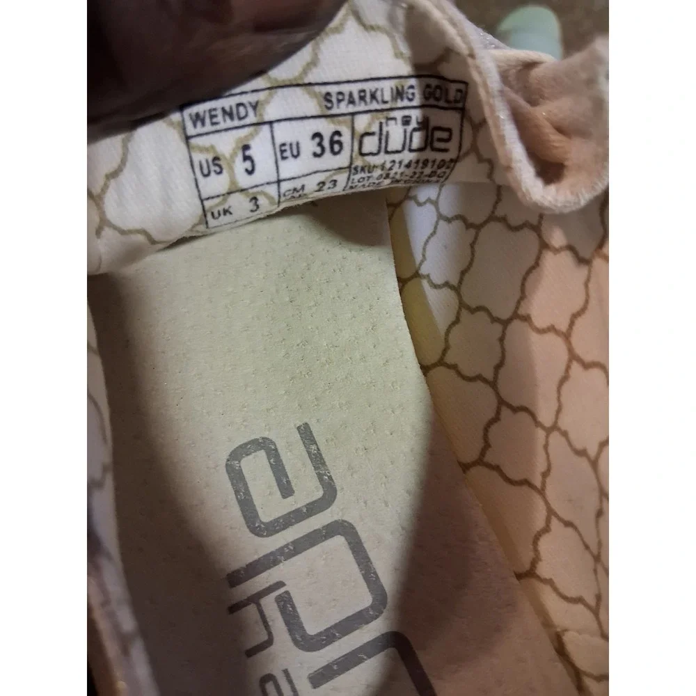 Hey Dude Wendy‎ Sparkling Gold Women's Size 5 Shoes